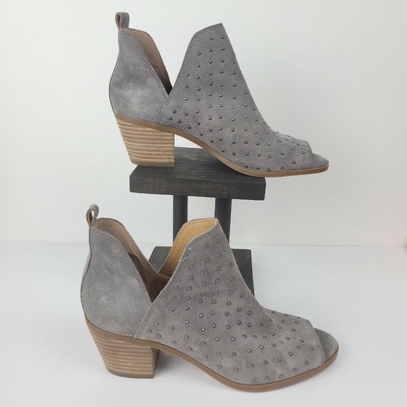 Lucky Brand Barlenna Women's Suede Studded Peep Toe Booties Sz 5.5M NWOB - Picture 3 of 9